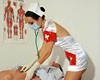 Latex gloved medical examinationthe kinky nurse checks his